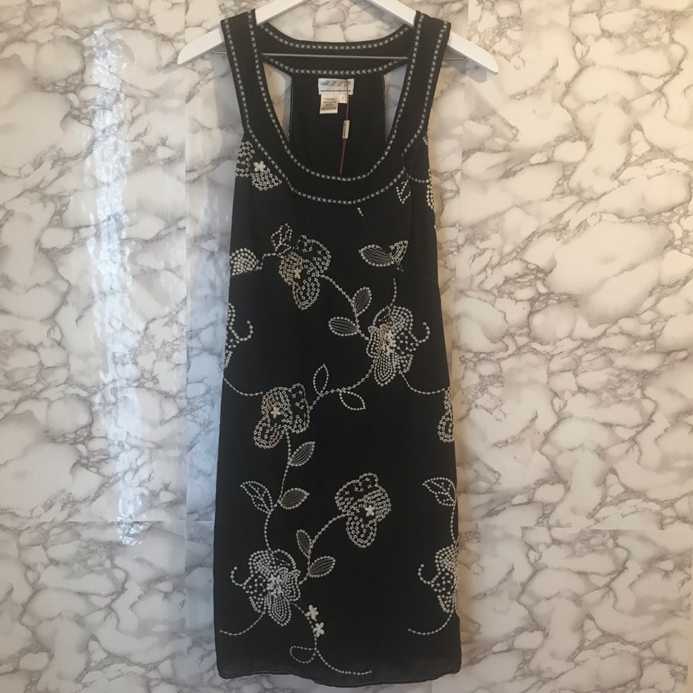 Max Studio Black Floral Stitch Dress